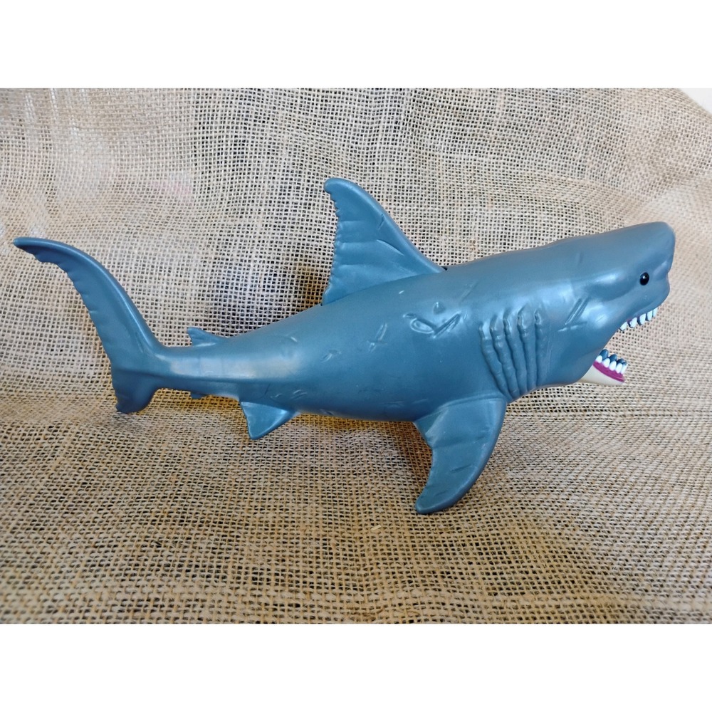 Gray Plastic Shark Toy Mechanical Chomping Jaw Moving Mouth